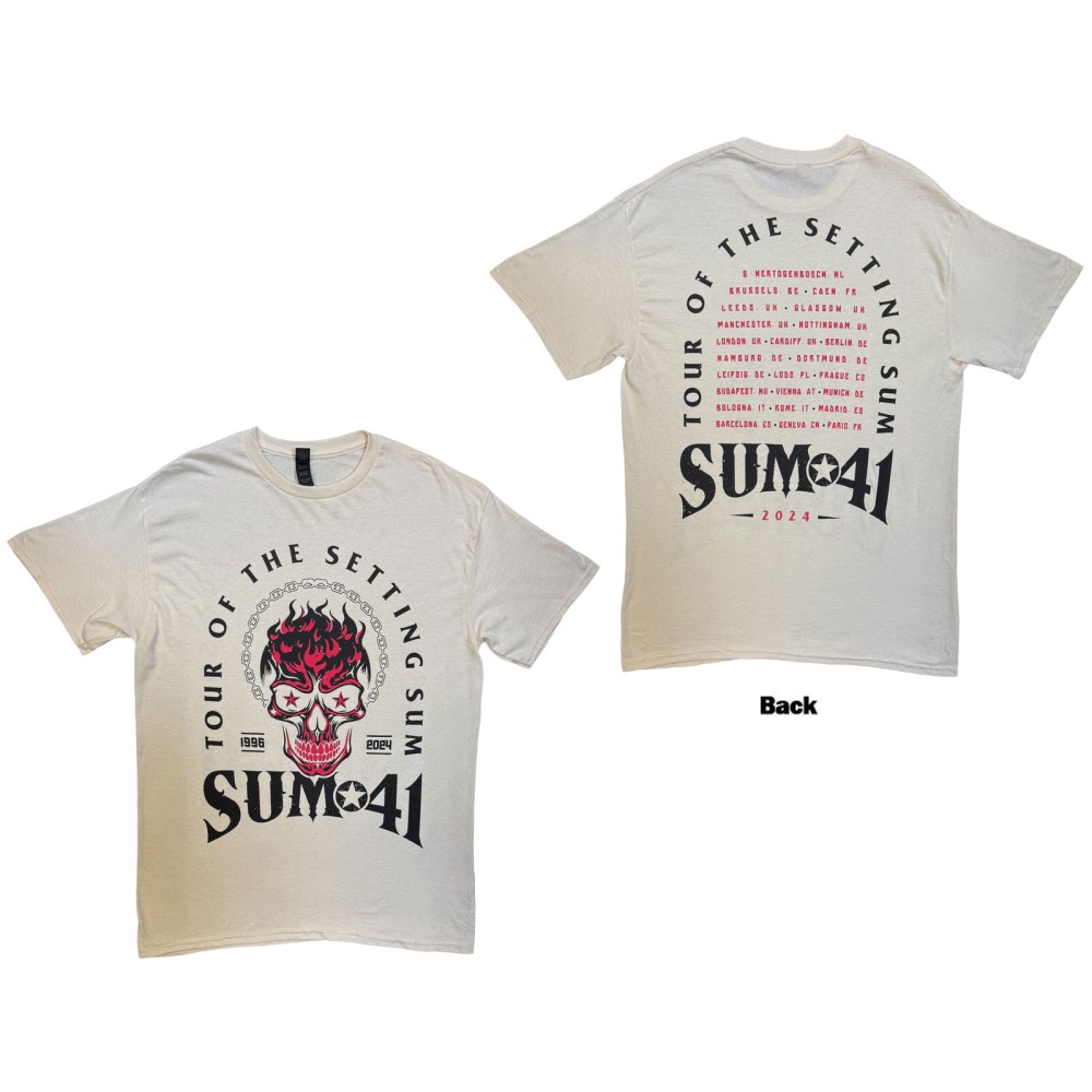 Sum 41 - Tour '24 Pt.2 Pink Skull Heren Tshirt - Creme